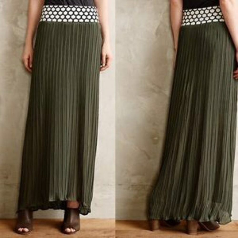 Antropologie Dear Creatures Pleated Maxi Skirt
